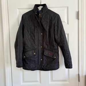 Black Quilted Jacket with Gold Accents